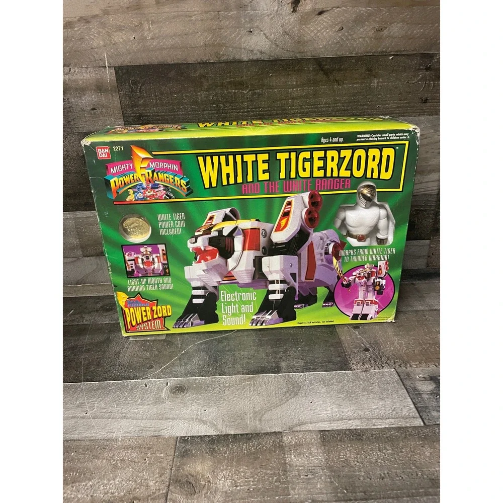 Bandai 1994 Mighty Morphin Power Rangers White Tigerzord White Ranger 2271 Boxed